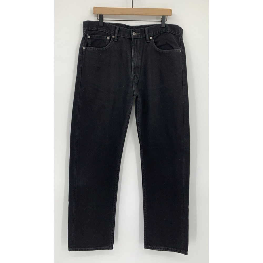 Levis 505 Jeans Men 36x32 Black Straight Leg Regular Fit 100% Cotton Denim Pants